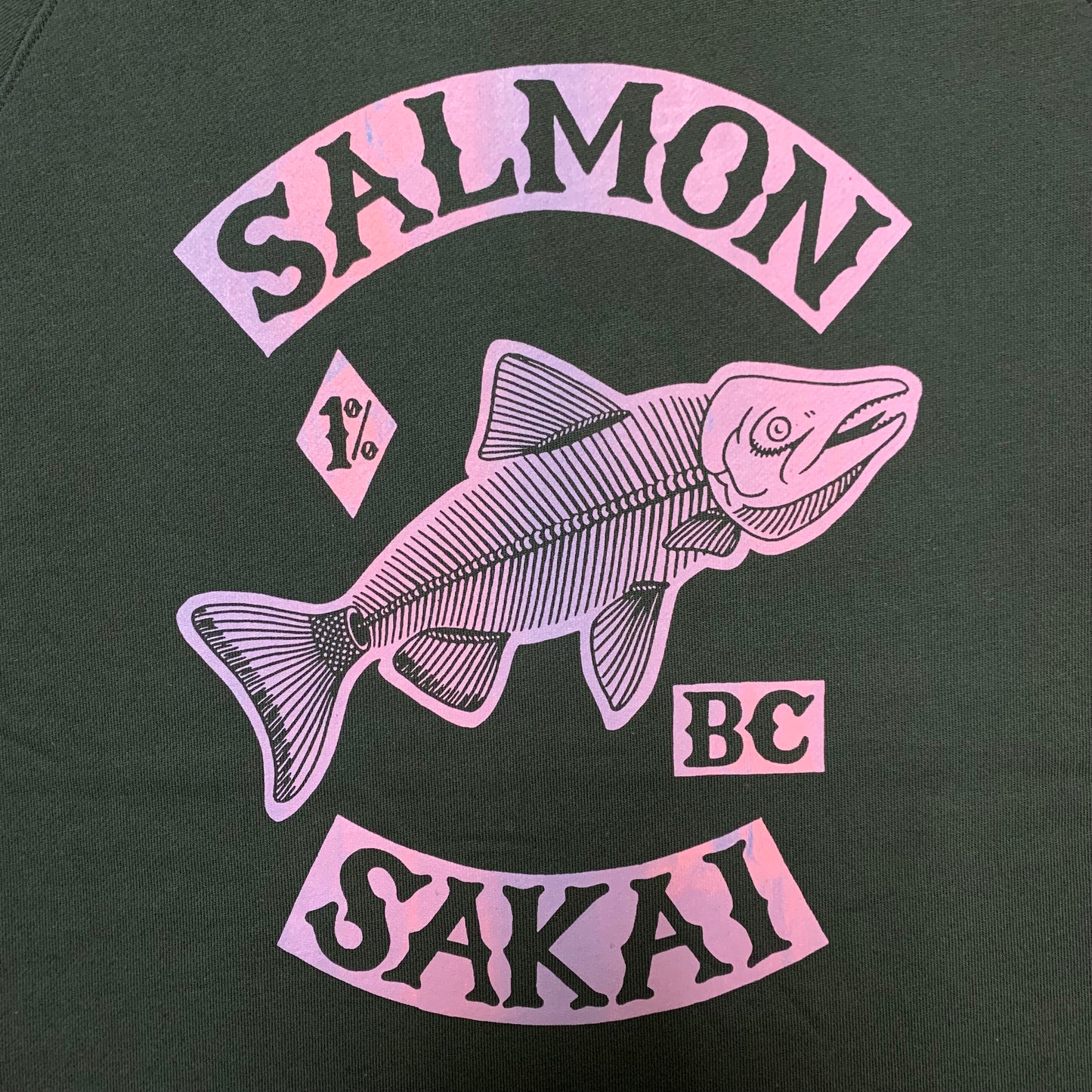 Sakai Salmon Raglan Crewneck Sweatshirt - Oil Slick Edition