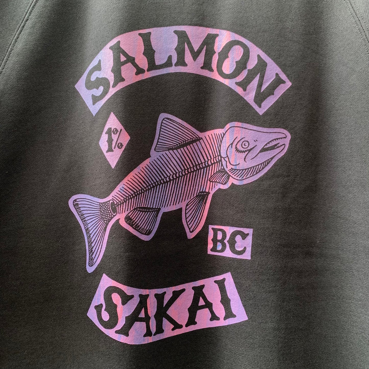 Sakai Salmon Raglan Crewneck Sweatshirt - Oil Slick Edition