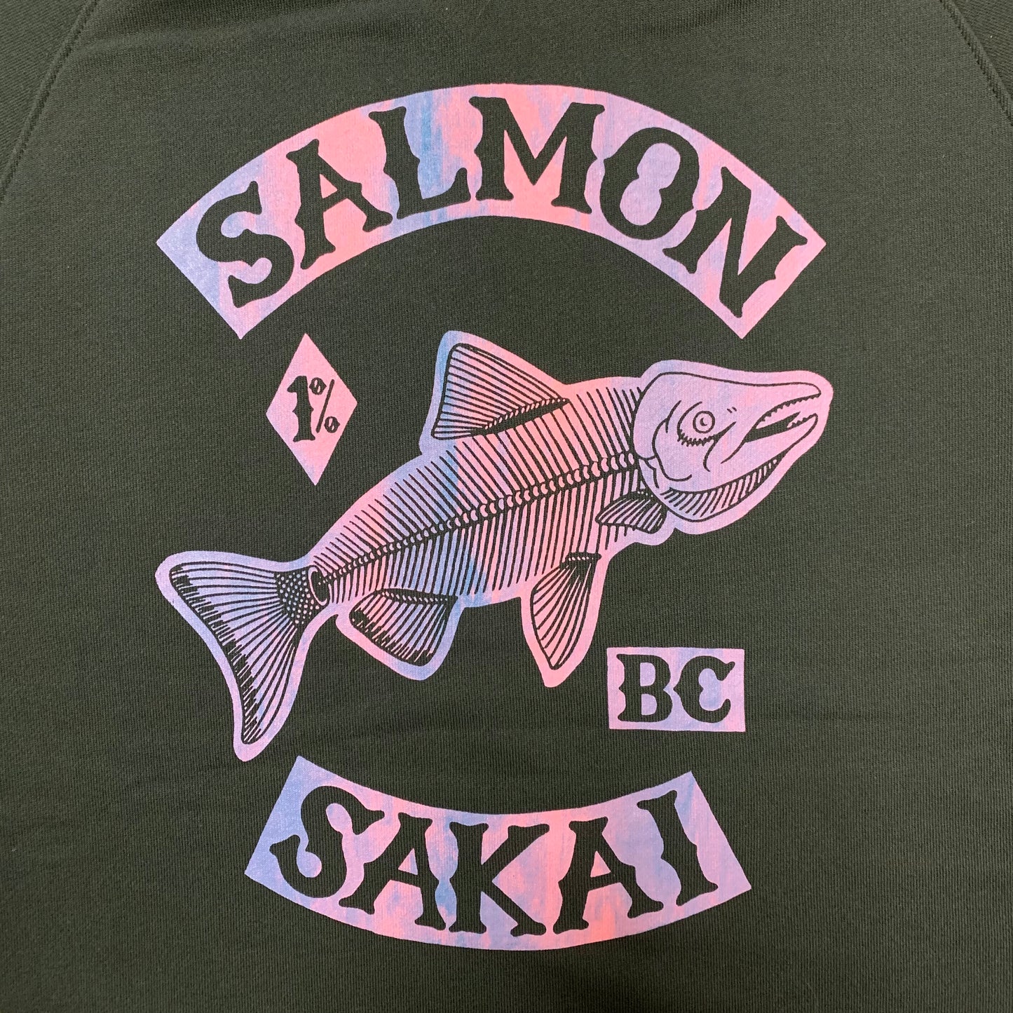 Sakai Salmon Raglan Crewneck Sweatshirt - Oil Slick Edition