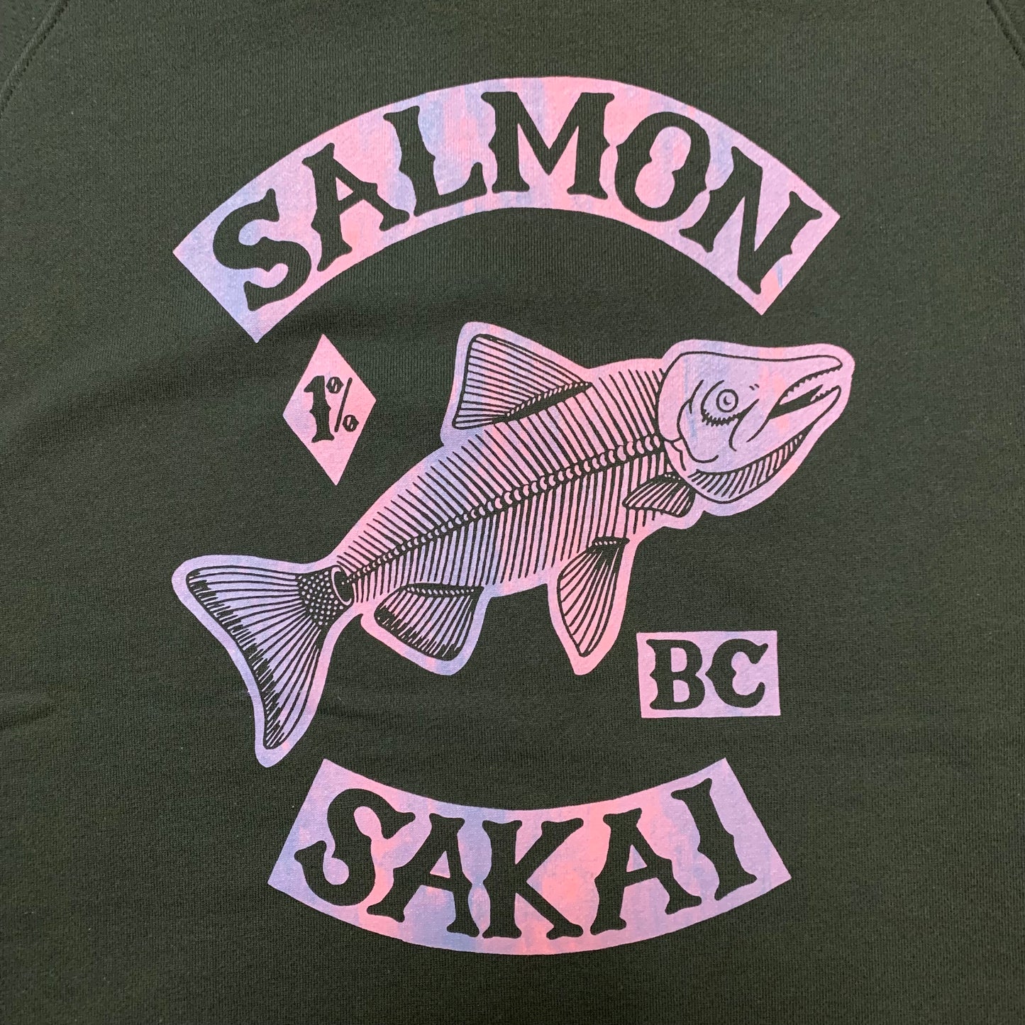 Sakai Salmon Raglan Crewneck Sweatshirt - Oil Slick Edition