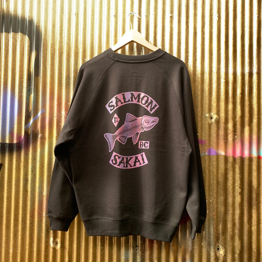 Sakai Salmon Raglan Crewneck Sweatshirt - Oil Slick Edition